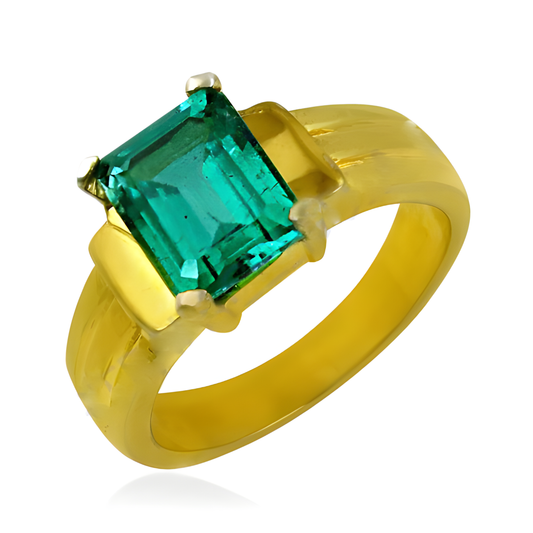 Dazzling Green Cubic Zirconia Gemstone Silver Gold Plated Ring