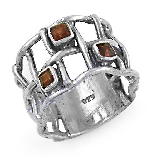 925 Silver Garnet Gemstone Ring for Women | Statement Jewelry