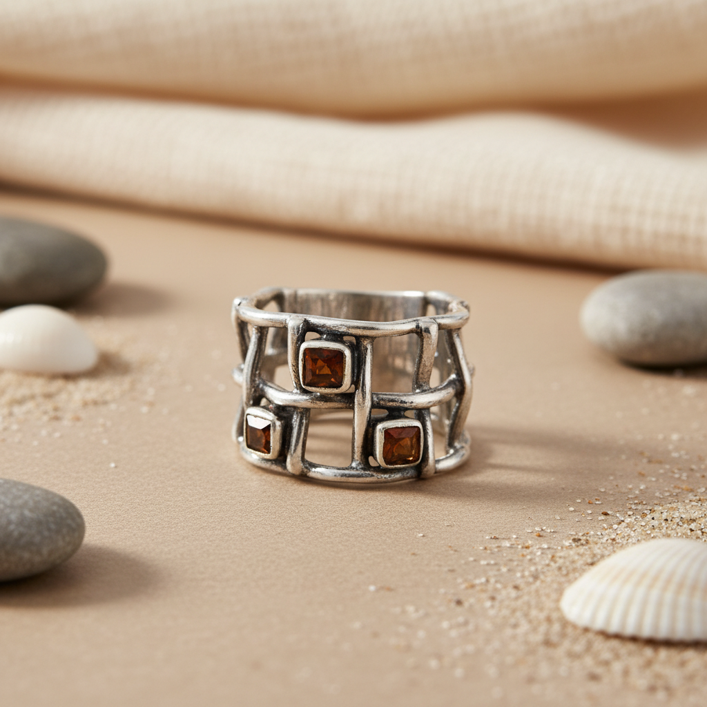 925 Silver Garnet Gemstone Ring for Women | Statement Jewelry