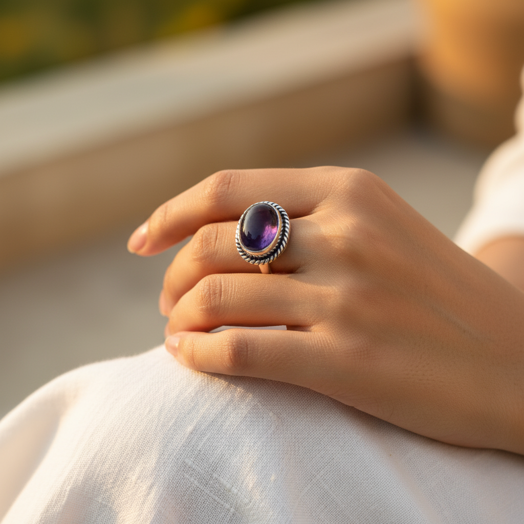 925 Sterling Silver Amethyst Ring for Women | Gift Jewelry