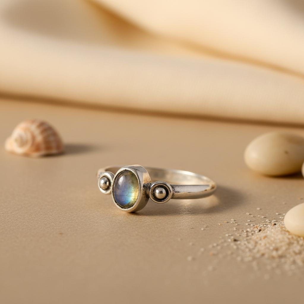 925 Silver Moonstone Ring for Women | Oval Stone Ring