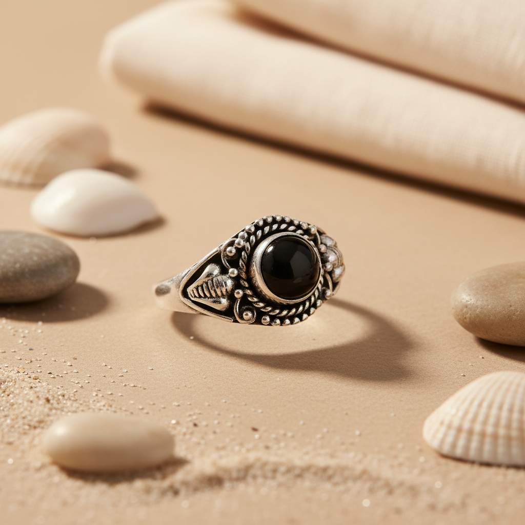 925 Silver Onyx Ring for Women | Gemstone Ring