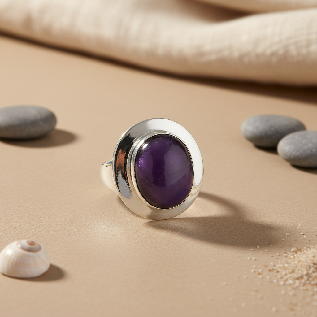 925 Silver Purple Gemstone Ring for Women | Statement Jewelry