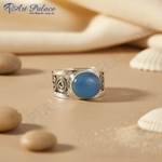 Load image into Gallery viewer, 925 Sterling Silver Blue Chalcedony Ring for Women | Gift
