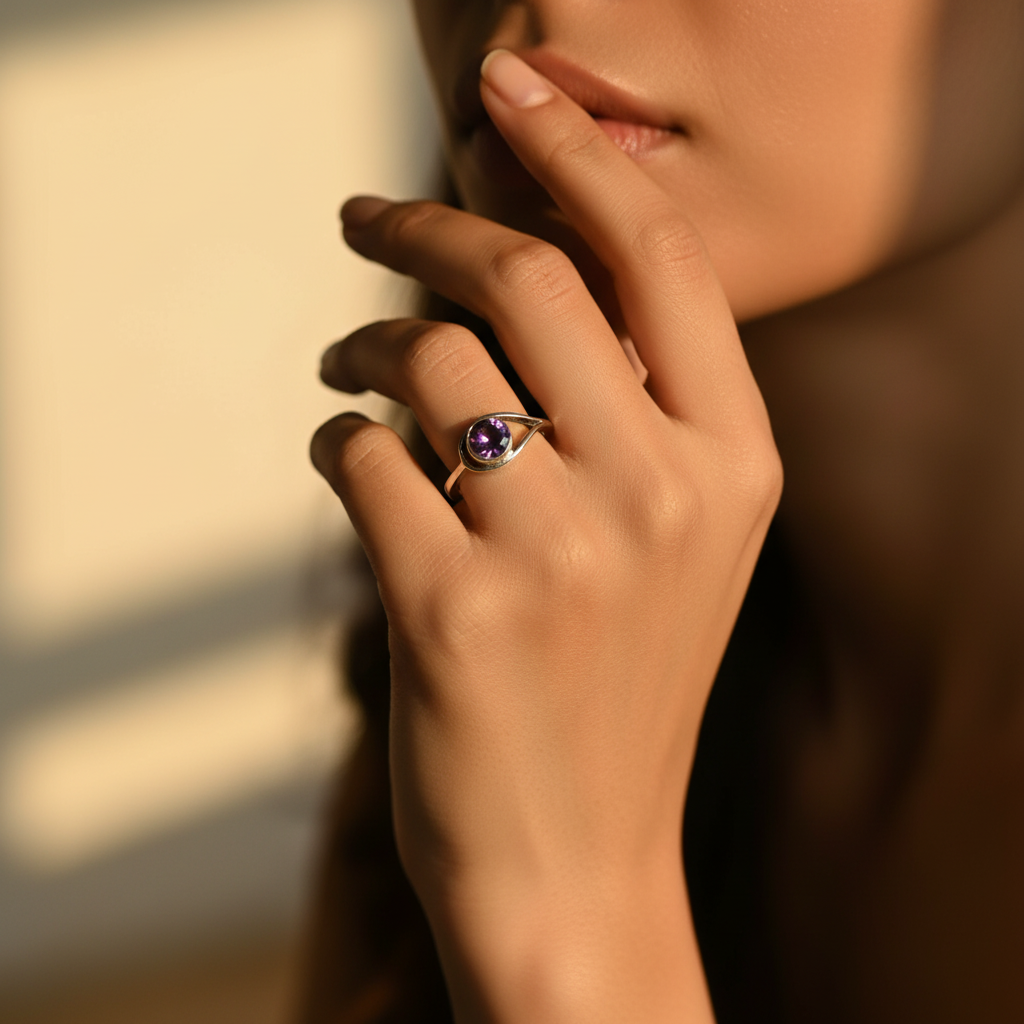925 Silver Amethyst Ring for Women | Gemstone Jewelry