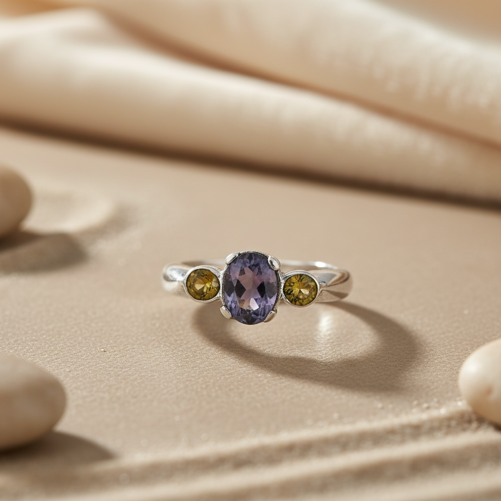 925 Silver Iolite Ring for Women | Gemstone Ring Gift