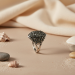 将图像加载到图库查看器中， Silver Black Gemstone Ring for Women | Cocktail Ring
