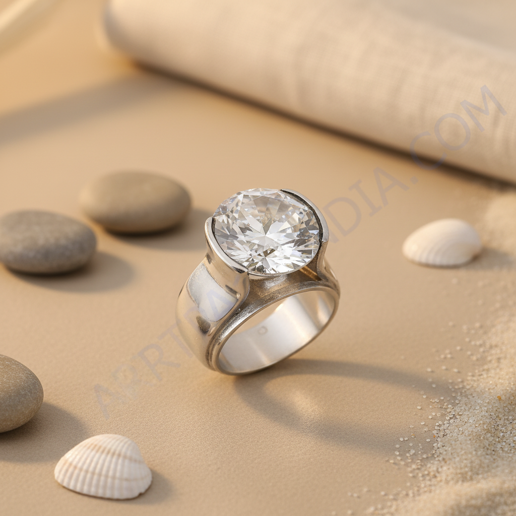 Silver Solitaire Ring | Cubic Zirconia | Statement Ring for Women
