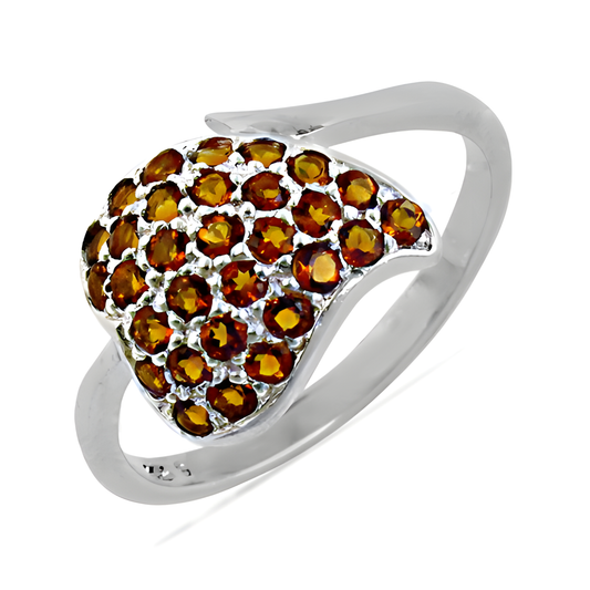 Rocking Heart Yellow Cubic Zirconia Gemstone Silver Ring