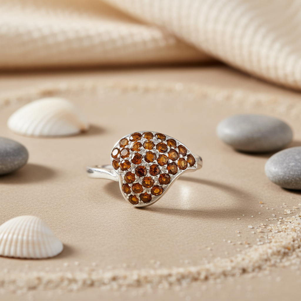 925 Silver Garnet Gemstone Ring for Women | Cocktail Ring