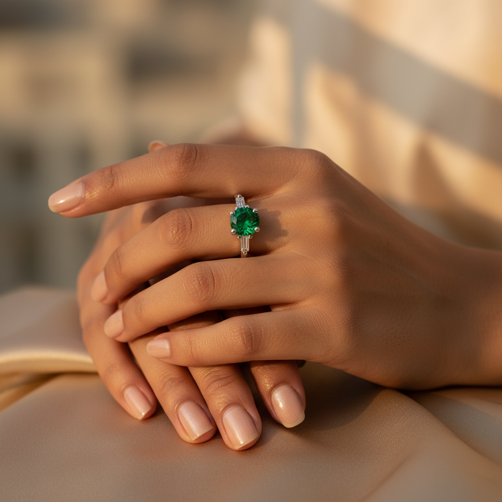 925 Silver Emerald Ring for Women | Gemstone Jewelry Gift