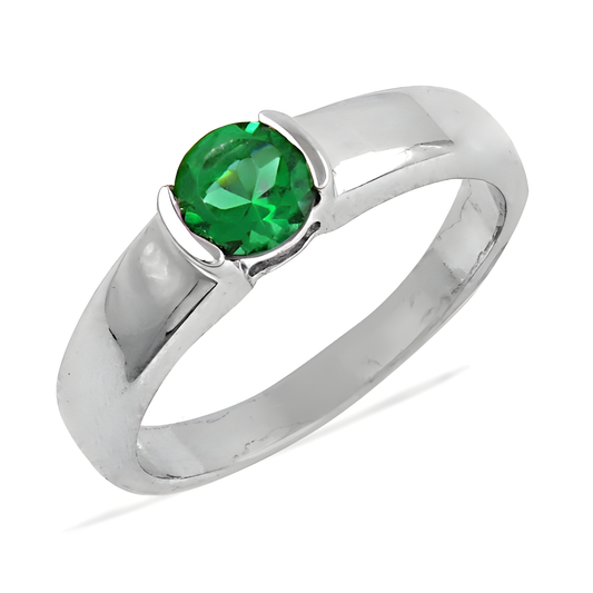 Charming Green Cubic Zirconia Gemstone 925 Silver Ring