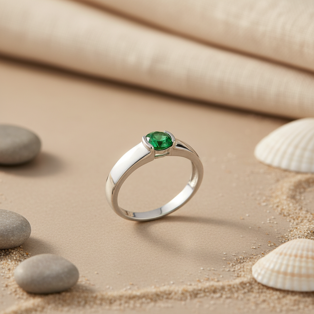 Silver Emerald Ring for Women | Gemstone Jewelry