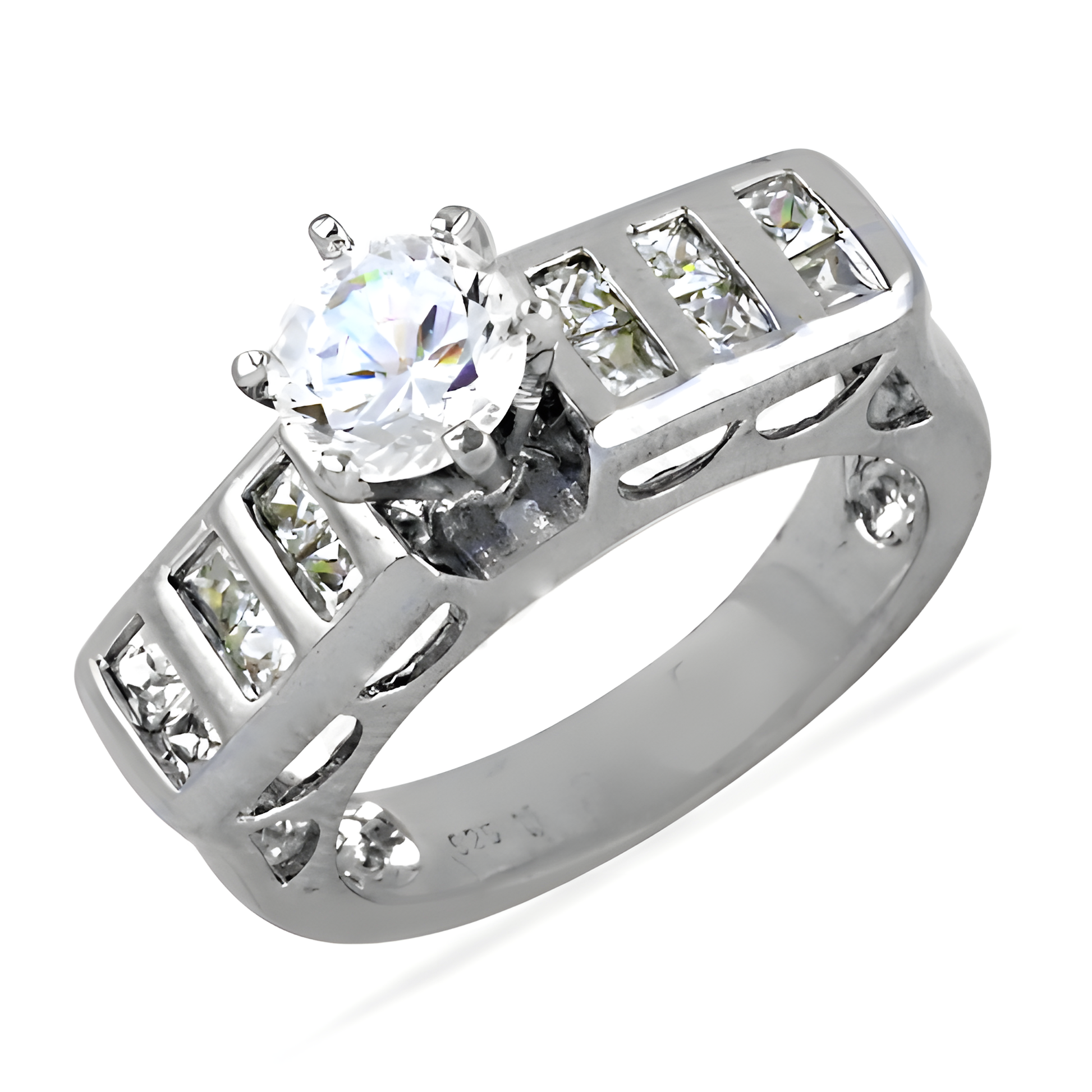 Gracious Fashionable Cubic Zirconia Gemstone 925 Sterling  Silver Ring