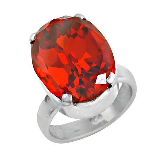 Charming Orange Cubic Zirconia Gemstone Silver Ring