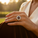 将图像加载到图库查看器中， Silver Garnet Ring for Women | Floral Design | Gift
