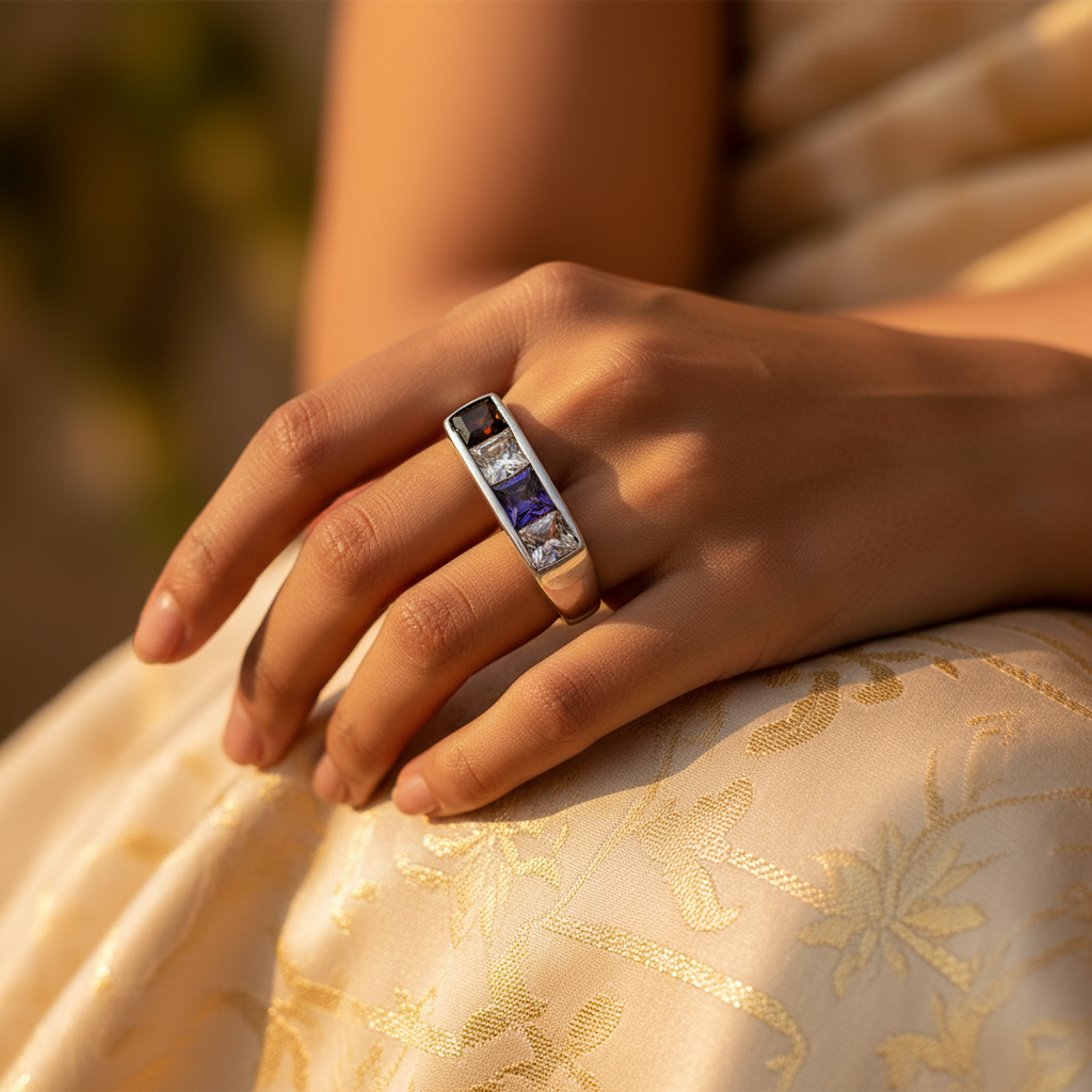 Silver Ring with Gemstones for Women | Statement Jewelry