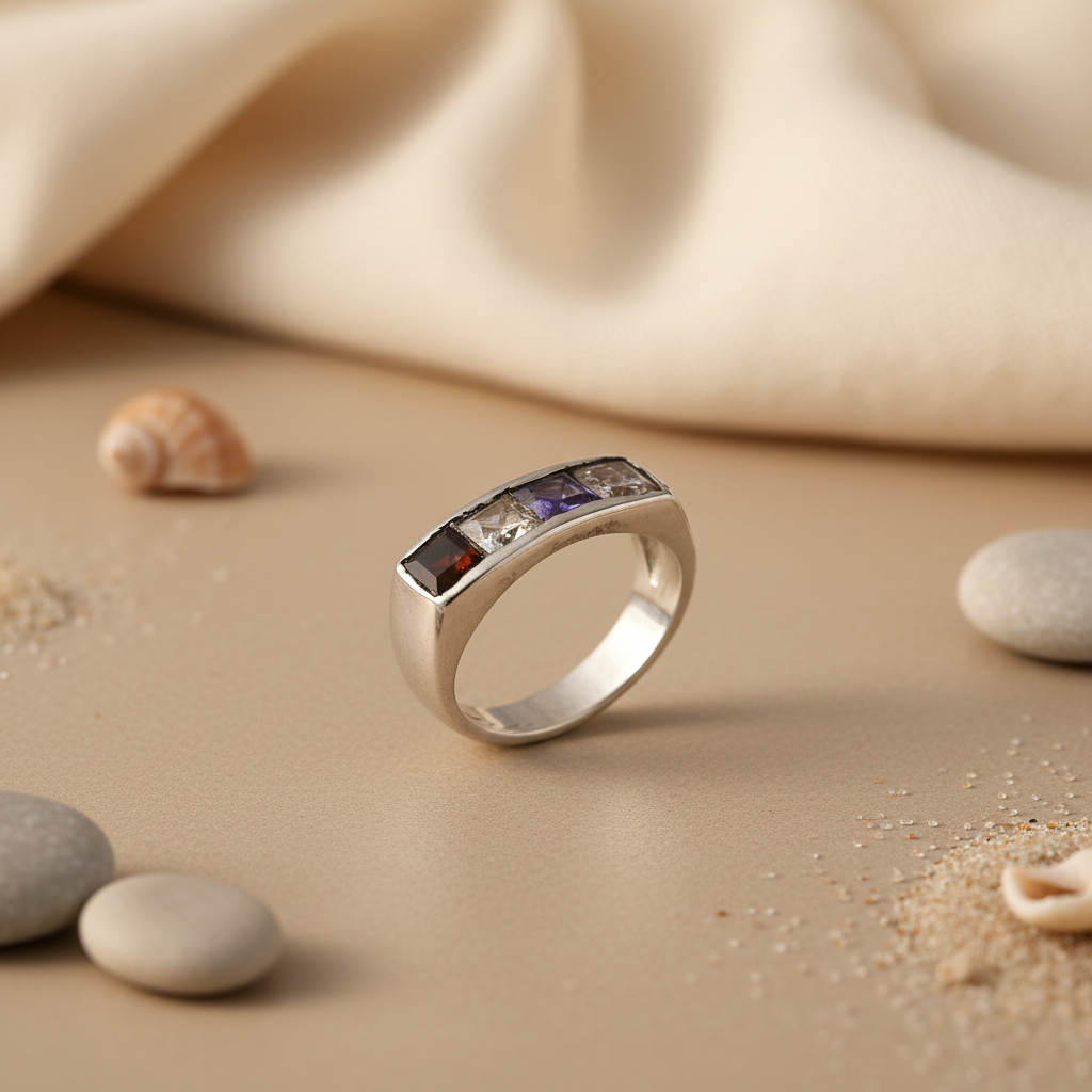Silver Ring with Gemstones for Women | Statement Jewelry