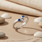 Load image into Gallery viewer, 925 Silver Toe Ring with Blue Gemstones for Women
