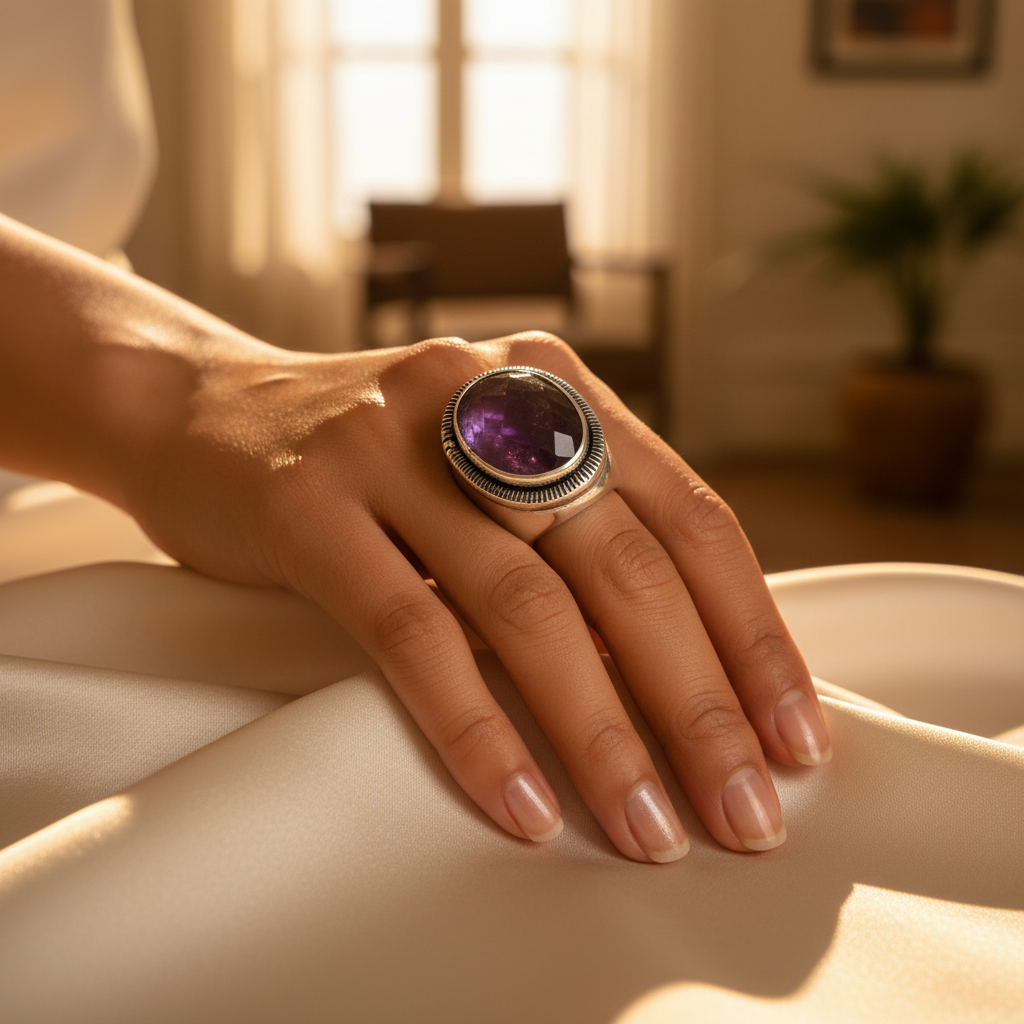 Amethyst gemstone ring for women | sterling silver jewelry