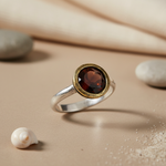 将图像加载到图库查看器中， Garnet Gemstone Ring for Women | 925 Silver gold plating Finish
