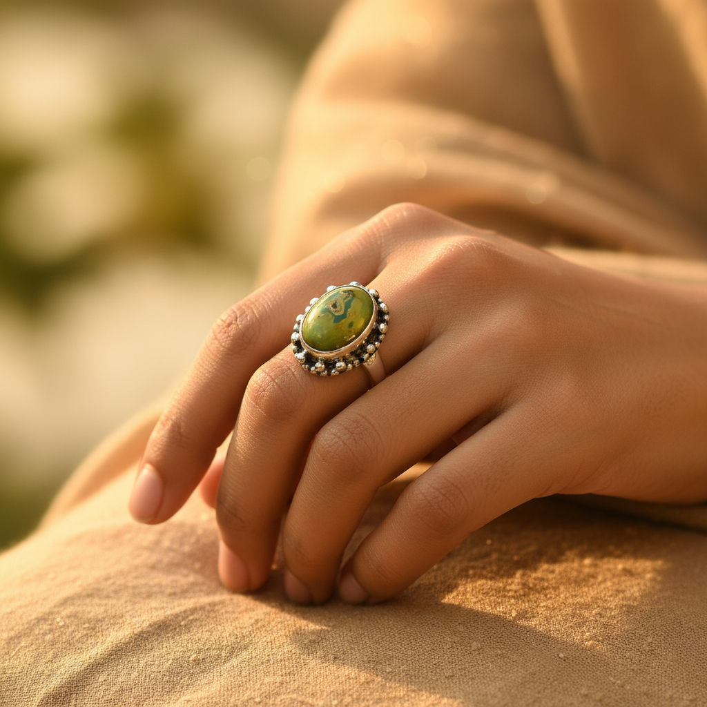 925 Silver Green Gemstone Ring for Women | Gift Jewelry