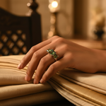 Load image into Gallery viewer, Silver 3 Stone Green Gemstone Ring for Women | Gift Jewelry
