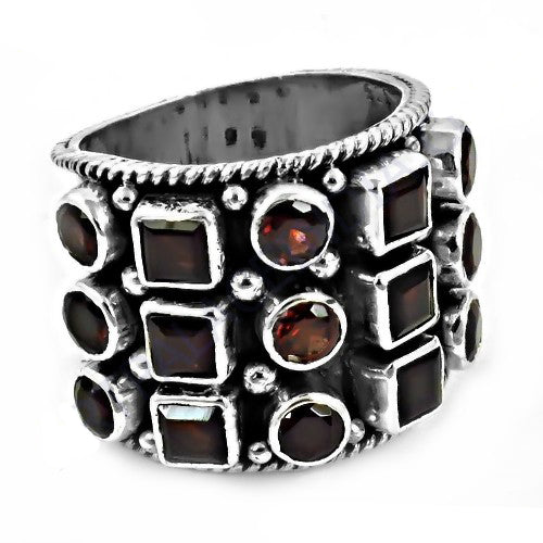 925 Silver Garnet Ring for Women | Statement Jewelry Gift