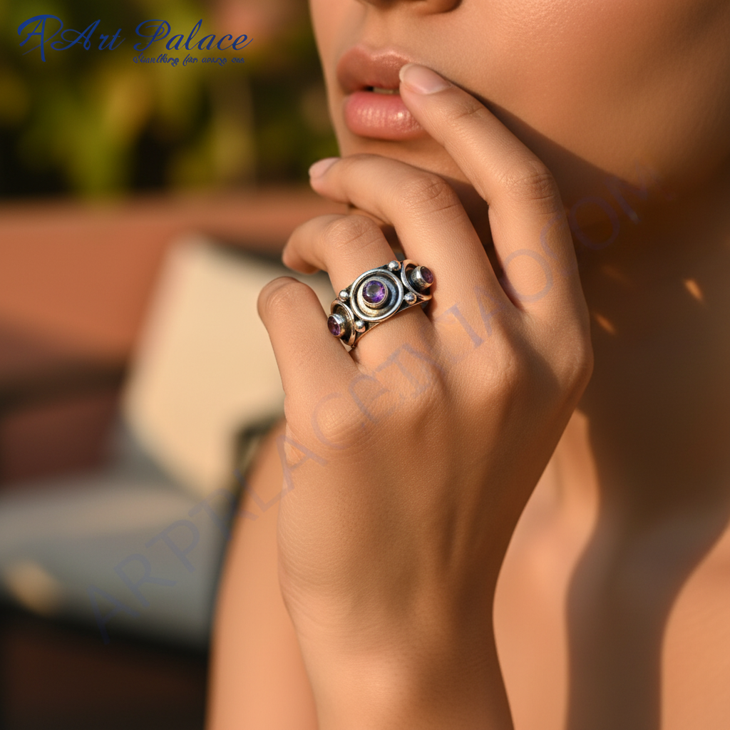925 Sterling Silver Amethyst Ring for Women | Gemstone Jewelry