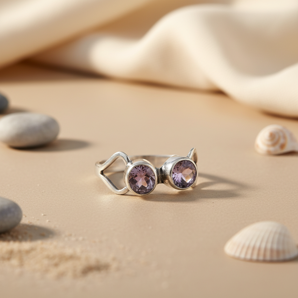 925 silver amethyst ring for women | gemstone jewelry