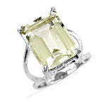 Load image into Gallery viewer, Silver Citrine Emerald Cut Ring for Women | Gemstone Jewelry
