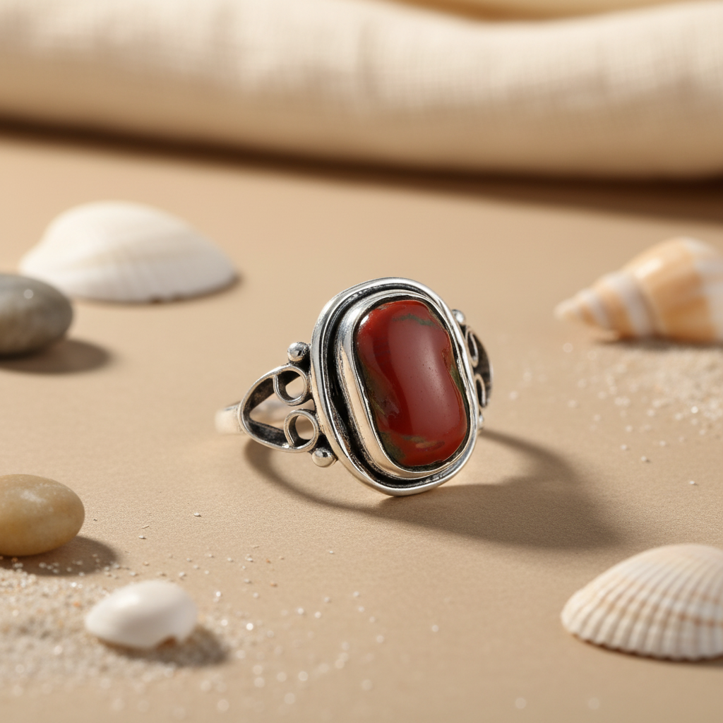 925 Sterling Silver Red Jasper Ring for Women | Gemstone Jewelry