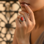 Load image into Gallery viewer, 925 Silver Red Coral Ring for Women | Gemstone Jewelry Gift
