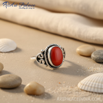 Load image into Gallery viewer, 925 Silver Red Coral Ring for Women | Gemstone Jewelry Gift
