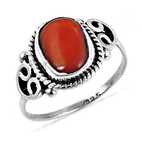 925 silver red coral ring for women | gemstone jewelry gift