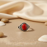 将图像加载到图库查看器中， 925 Silver Red Coral Ring for Women | Gemstone Jewelry Gift
