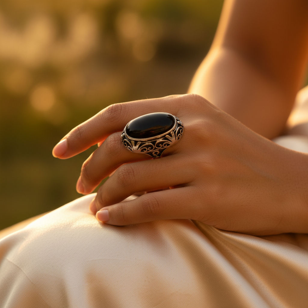 925 Silver Onyx Stone Ring for Men | Statement Jewelry