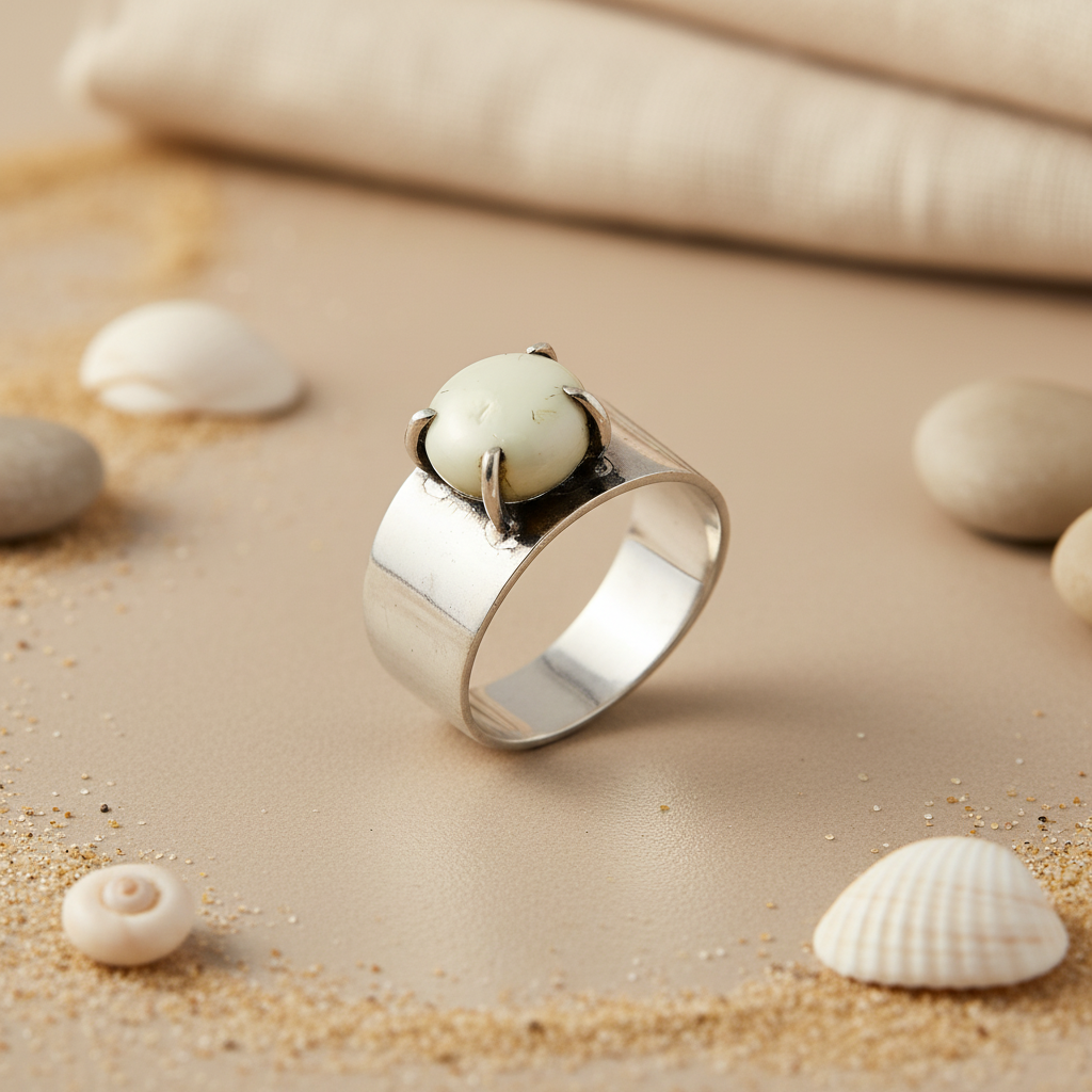 Silver Ring with Yellow Gemstone | Women's Ring | Gift for Her