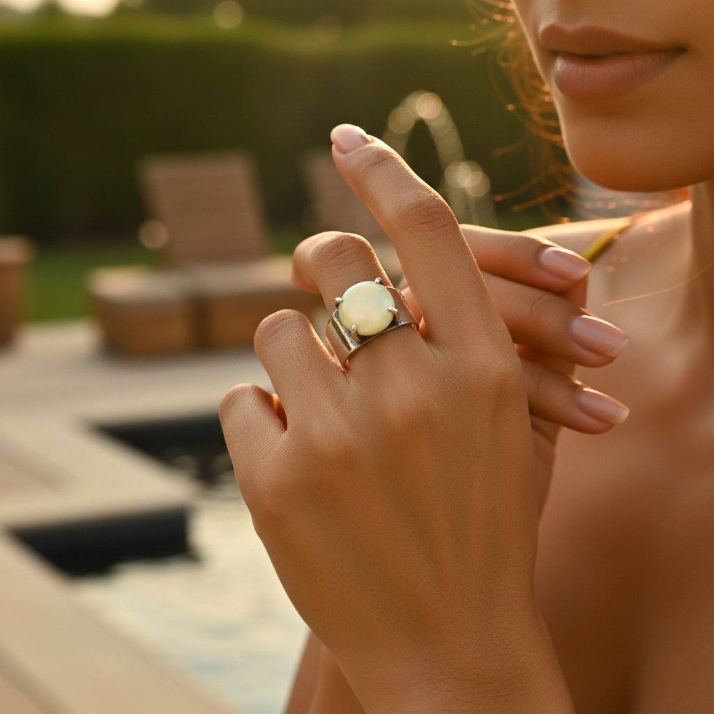 Silver Ring with Yellow Gemstone | Women's Ring | Gift for Her