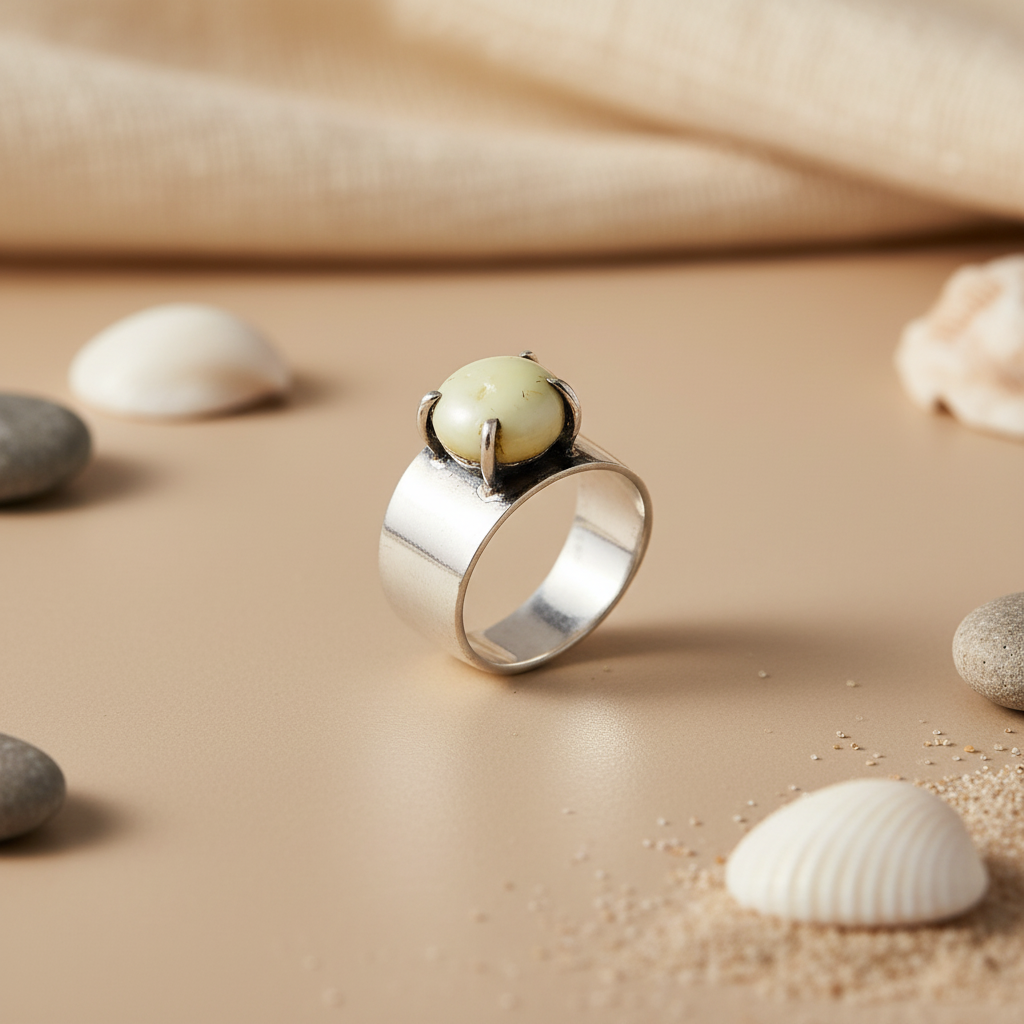 Silver Ring with Yellow Gemstone | Women's Ring | Gift for Her