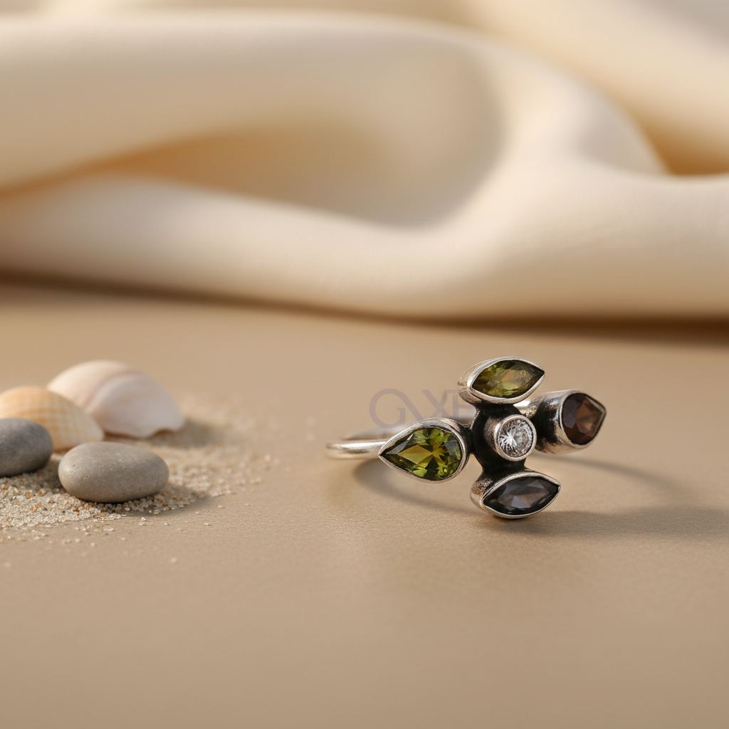 925 Silver Gemstone Flower Ring for Women | Gift Jewelry