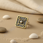 Load image into Gallery viewer, Silver Ring with Pearl | Square Design | Women&#39;s Jewelry
