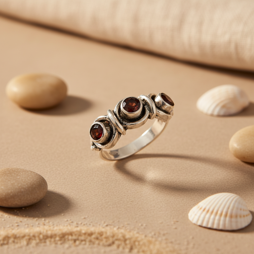 925 Silver Garnet Gemstone Ring for Women | Gift Jewelry