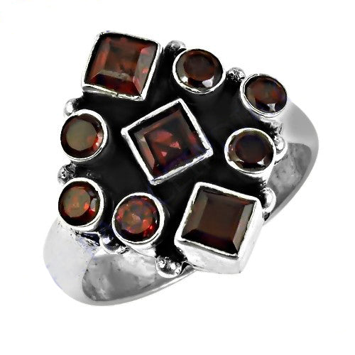 925 Silver Garnet Gemstone Ring for Women | Cocktail Jewelry