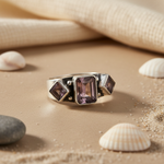 Load image into Gallery viewer, 925 Silver Smoky Quartz Ring | Women's Geometric Jewelry
