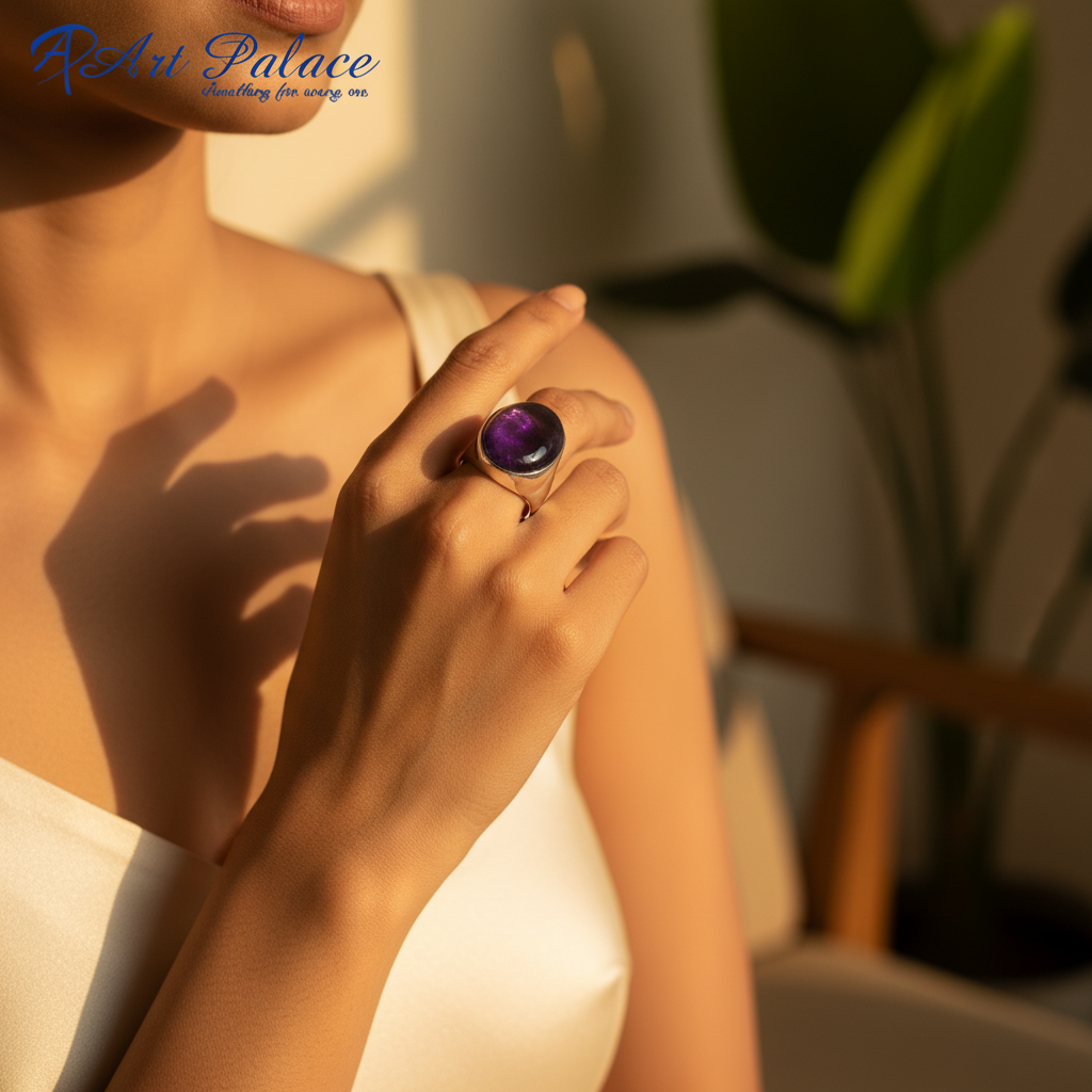 925 Sterling Silver Purple Stone Ring | Statement Jewelry for Women