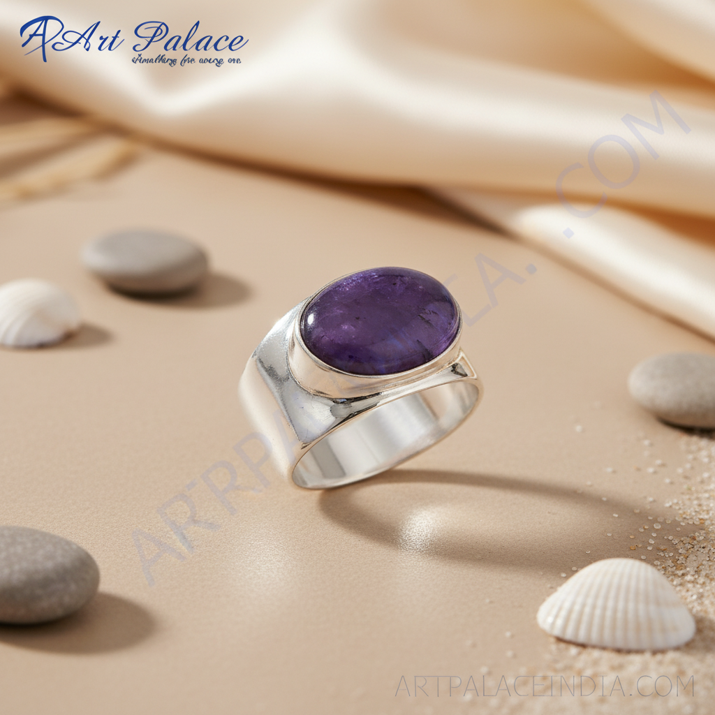 925 Sterling Silver Purple Stone Ring | Statement Jewelry for Women