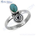 Load image into Gallery viewer, Sterling silver turquoise cocktail ring with a unique spiral design.
