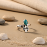 将图像加载到图库查看器中， 925 Silver Turquoise Stone Ring for Women | Spiral Design
