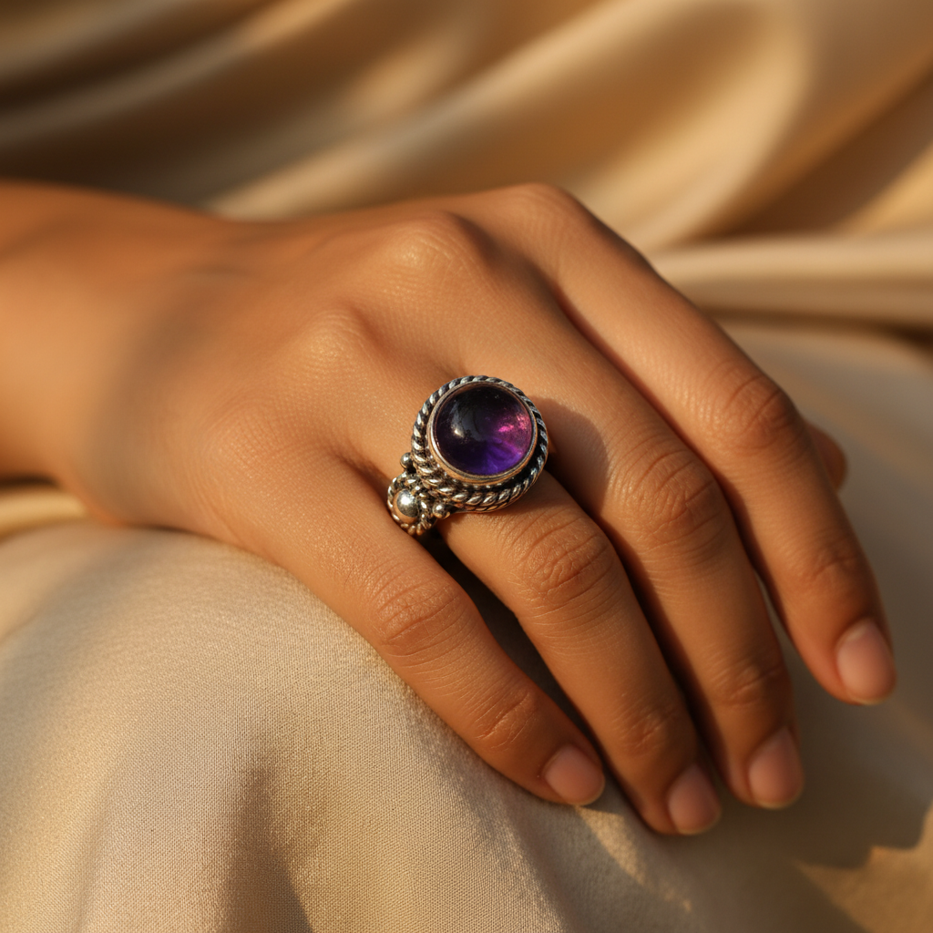 925 Silver Amethyst Ring for Women | Gemstone Jewelry
